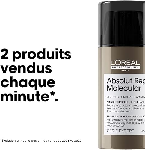 L’Oréal Professionnel Absolut Repair Molecular Leave-In Hair Mask, For Extremely Damaged Hair, Molecular Peptides Bond Repair, Restore Strength & Elasticity, Hair Treatment - 6