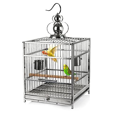 Lilithye Hanging Bird Cage Parakeet Cage Accessories Outdoor Pet Bird Travel Cages Perches with Stand for Conure Canary Parekettes Macaw Finch Cockatoo Budgie Cockatiels Cover