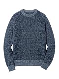 JEMLDL Men's Crewneck Sweater Wool Blend Sweaters for Men Dark Blue Large