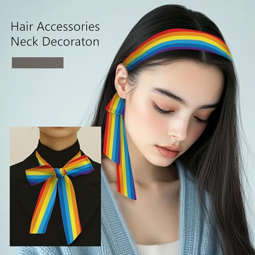 Rainbow Scarf Bags Handbag Accessory for Women, LGFBT Hair Neck Scarf Neck Scarves for Bags, Purses4