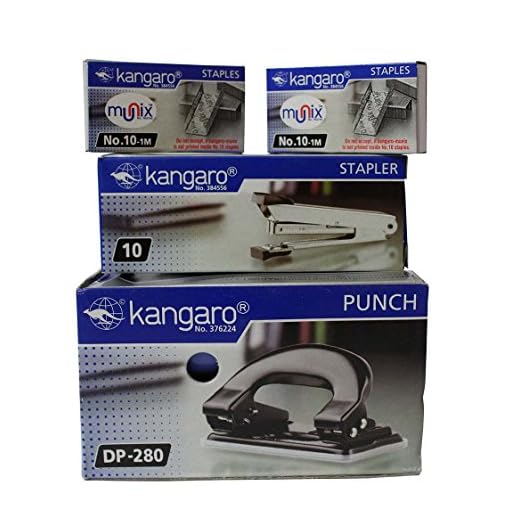 KANGARO set of 1 stapler, 2 pin box, 1 paper punch