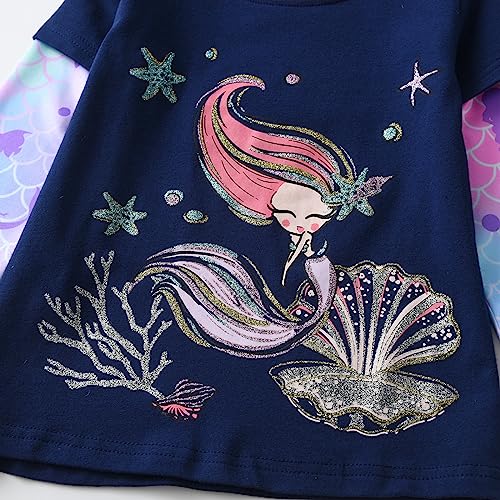 VIKITA Girls Shirts Winter Long Sleeve Rainbow Sleeve Tops for Daily Casual Wearing,3-12 Years2