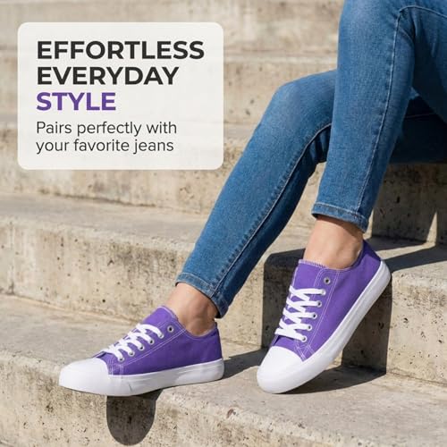 Image of Canvas Shoes for Women, Women's Fashion Sneakers | Casual Low Top, Lace Up, Rubber Sole, Canvas Upper, Cushioned Insole