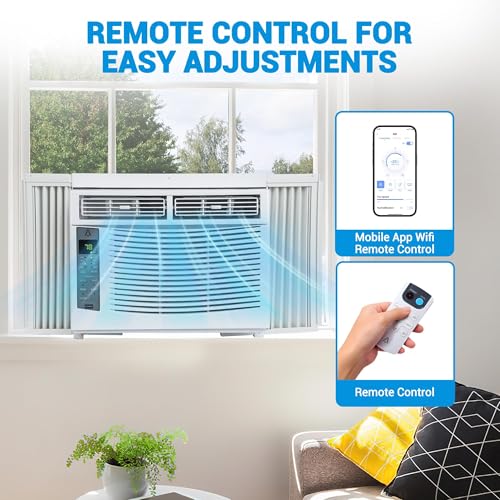 Image of 6000 BTU Window Air Conditioner with WiFi, Cools up to 250 Sq. Ft., Energy Saving Window AC Unit with Remote & App Control & Timer Function & Easy Install Kit, Perfect for Small Bedroom, Living Room