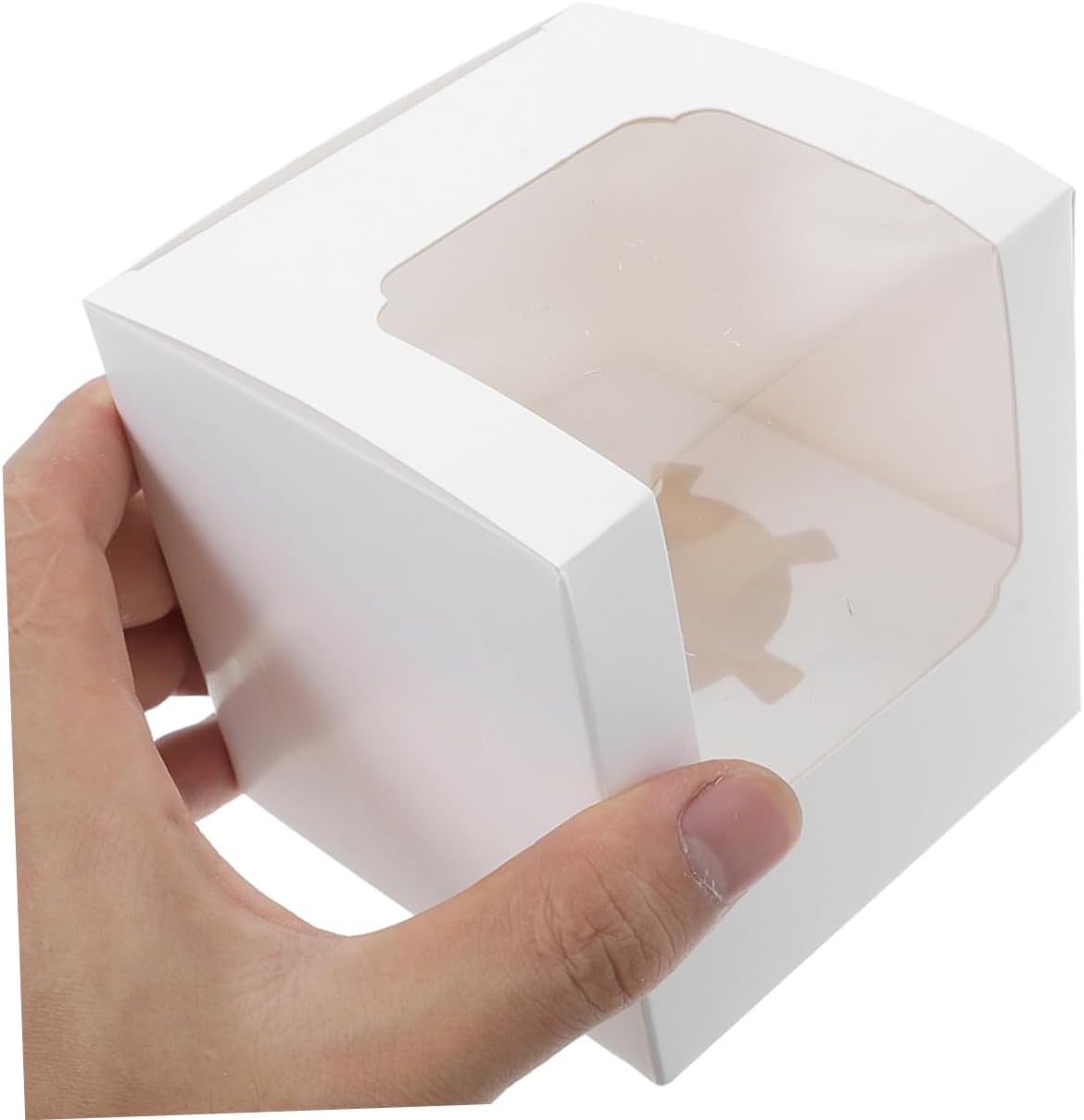 OSALADI 40pcs White Mini Cupcake Boxes with Window Lids and Inserts, Individual Cupcake Containers for Muffins and Desserts, Portable Food-grade Paper Carrier for Weddings, Birthdays,