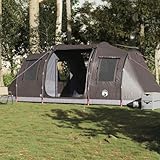 Tunnelzelt 4 Personen, Braun, Wasserdicht, Großes Familienzelt mit 2 Schlafkabinen für Camping, Outdoor, Wandern