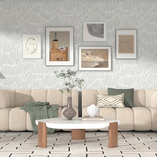 Theper Green Peel and Stick Wallpaper Modern Striped Wallpaper 17.3"×197" by Theper - Used condition - Image 4
