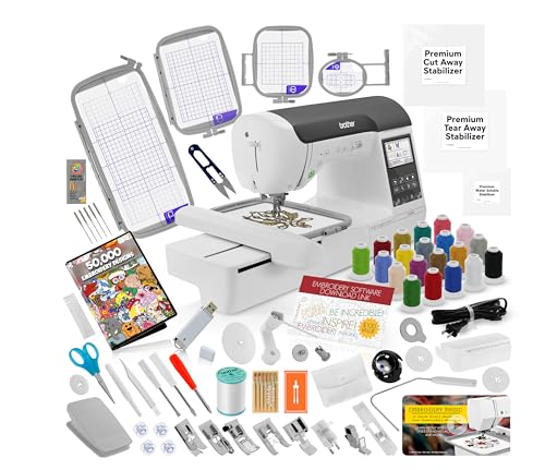 Brother SE2000 Sewing and Embroidery Machine Bundle - 5' x 7' Field, Cuts Jump Stitches, Wireless LAN, Includes 4 Hoops, 20 Premium Threads, Stabilizer Sheets, 50,000+ Designs, Accessories & More