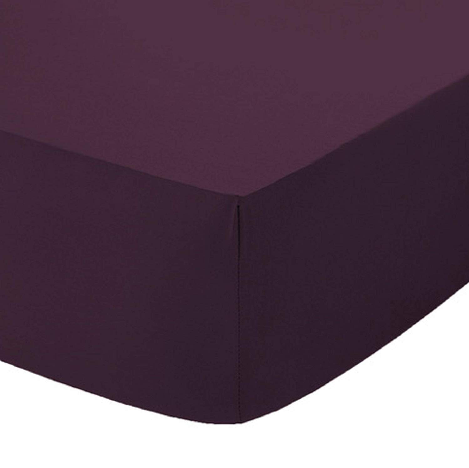 British Home Bedding - Plain Polycotton Percale Fitted Bed Sheets - Shrinkage and Fade resistant with a soft luxurious finish (Plum, Double)