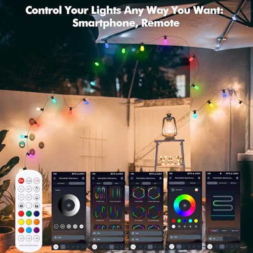 Outdoor String Lights Waterproof Patio Lights 52FT 20 RGBW Dimmable LED Bulbs, APP & Remote Control, Shatterproof Hanging Color Changing Lights for Outside Backyard Party Porch Balcony (52FT) by TviewSmart - Image 5
