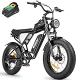 RIDFNE Electric Dirt Bike for Adults,1000W/1500W/2000W Motor 20' Fat Tire E Bike, Off-Road Electric Motorcycle 30-37MPH & 40-180 Miles, All-Terrain Moped Electric Bicycles