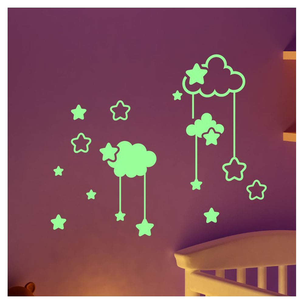 Glow in The Dark Wall Sticker Clouds and Stars - 30 x 30cm, Fantasy Cloud, 30 x 30 cm