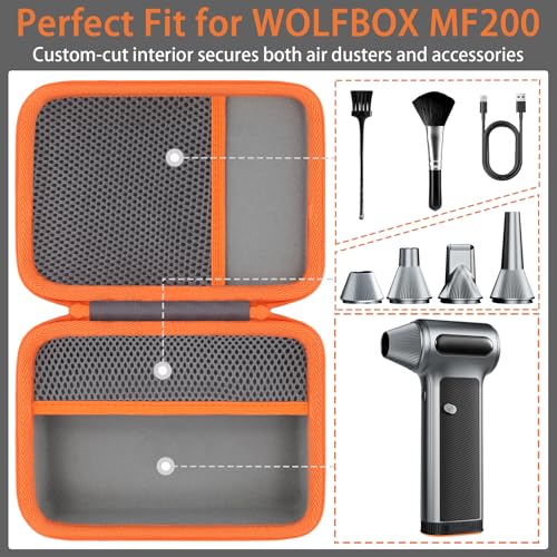 Khanka für WOLFBOX MF200 Electric Air Duster, kabellosen Blower und Luftgebläse Hartschalenetui, Aufbewahrungstasche mit Netztasche für WOLFBOX MF200 Zubehör, Nur Etui (Grau)