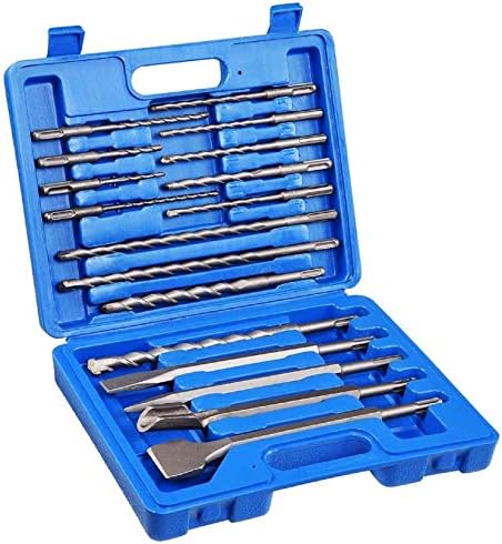 FF ERA 17 PCS SDS Plus Rotary Hammer Drill Bits & Chisels Set - Concrete Masonry Hole Tool with Storage Case - Carbide Tipped for Brick, Stone and Concrete
