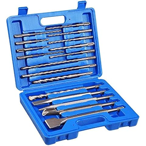 FF ERA SDS Plus Drill Bits Set- 17Pcs SDS Plus Drill Bits with Portable Plastic Box- SDS Plus Shank Fits Rotary Hammer Cover