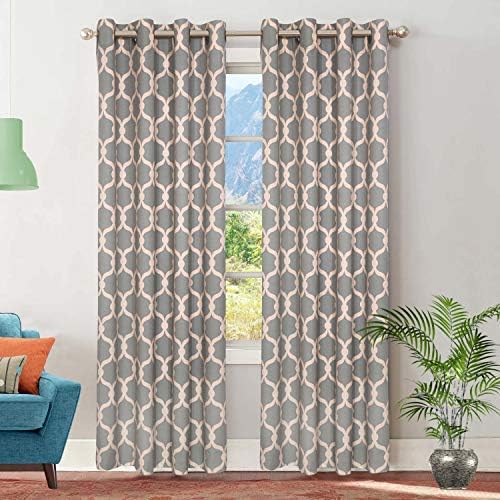 Ruvanti Window Curtains for Living Room Damask Print Linen Curtains for Bed Room. Window Panels/Drapes for Bedroom, Living Room, Window Patio Door Charcoal Grey (2 Panels,50 in W X 63 in L)
