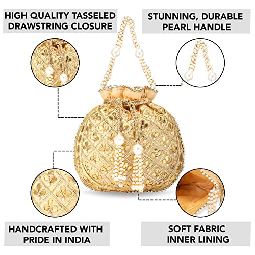 Image of Aheli Embroidered Potli Bag Gift for Women Handmade Ethnic Purse Evening Handbags Stylish Bridal Fashion Clutch Bag