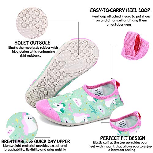 image for HIITAVE Kids Water Shoes Non-Slip Quick Dry Swim Barefoot Beach Aqua P