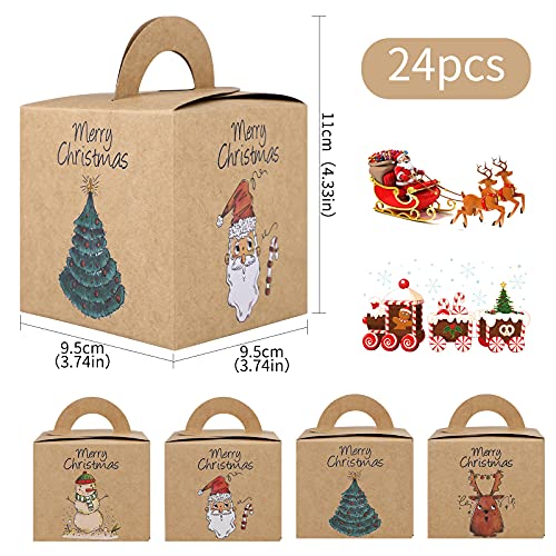 24 Pièces Boîtes de Bonbons de Noël,Boîtes de Friandises de Noël Boîtes de Cadeaux en Carton de Noël Boîtes de Bonbons de Fête de Noël Boîte en Papier Kraft Noël pour la Décoration de Noël de Vacances - Image 4