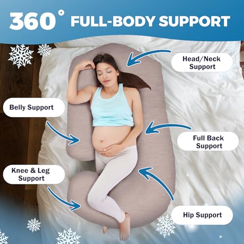 Image of Pregnancy Pillows for Sleeping - 57-Inch Maternity Pillow for Pregnant Women with Removable Washable Cover - Support for Back, Belly, Neck, Legs, & Hips - V C U Shaped Full Body Pillow