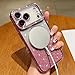 LAPOPNUT for iPhone 17 Pro Max Magnetic Case [Compatible with MagSafe][Glitter Card & Wrist Strap],Girls Women Bling Sparkle Rhinestone Diamond Raised Lens Protection Cover for iPhone 17 Pro Max,Pink