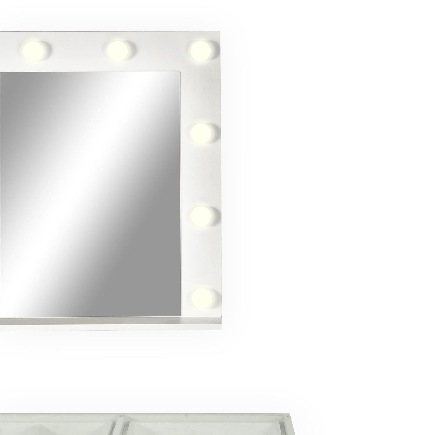 Menzzo Coiffeuse Probeauty 120 cm avec Miroir LED Lumineux – 13 tiroirs – Plateau en Verre – Table de Maquillage Design Moderne avec Grand Rangement – Meuble Coiffeuse Blanc