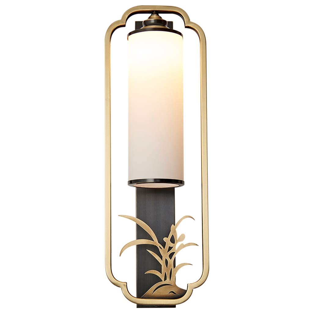 HXYSXHJUO Indoor Wall Lamp Modern Chinese Style Fixed Living Room Copper Creative Bedroom Corridor Energy-Saving Sconce (A)