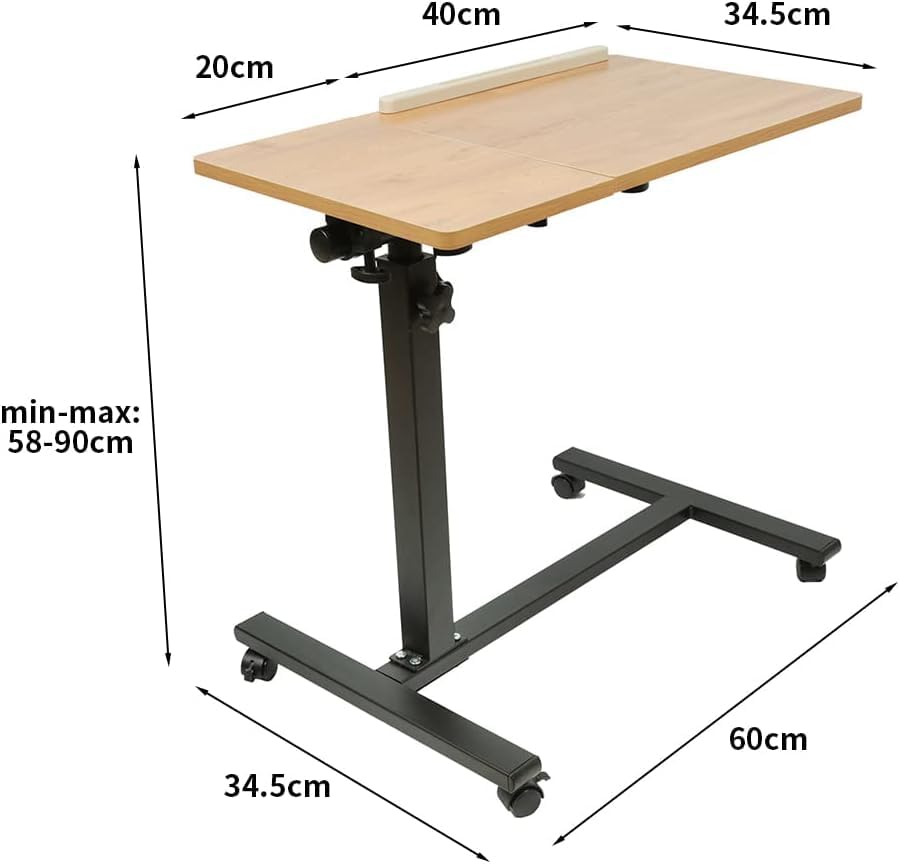 LANTUS Laptoptafel, in hoogte verstelbaar, wieltjes, inklapbaar, h x b x d: 60 x 34,5 x 58 – 90 cm, tafel voor computer, tafel, hoogte hout, bureau (60 x 34,5 x 58 – 90 cm (houtkleuren