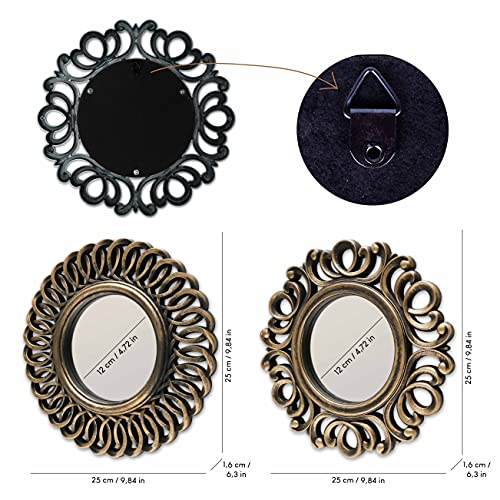 Bonnyco Wall Mirrors Pack Of 3 Gold Vintage Mirrors For Living Room, Home Decor & Bedroom | Round Mirrors For Hanging And Wall Decor | Small Mirrors & Home Accessories | Gifts For Women & Mums… #TOP3