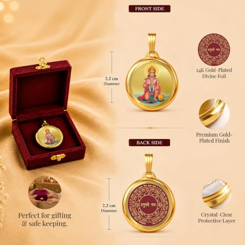 Image of DIVINITI 24K Gold Plated Double-Sided Religious Pendant with Premium Gift Box, Spiritual Locket for Men & Women, Devotional Jewellery for Gifting & Everyday Wear