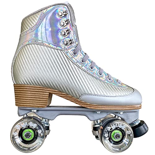 Atom Jackson Vibe Tan Sole, Nylon Plate, Clear Glitter Lite Wheels/Silver/Vibe/Womens Size 7