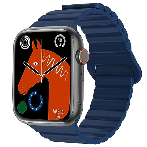 Image of Fire-Boltt Vogue Large 2.05 inch Display Smart Watch, Always On Display, Wireless Charging, App Based GPS with Bluetooth Calling & 500+ Watch Faces (Blue)