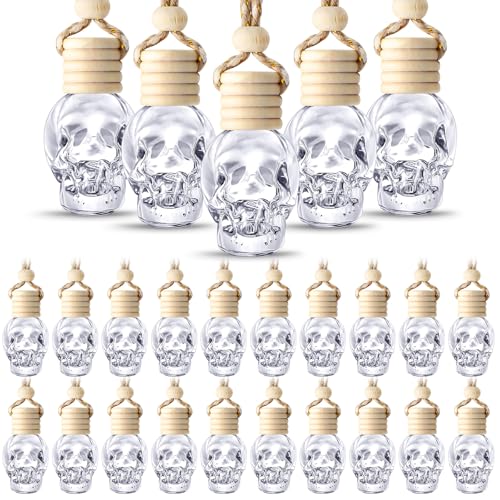 Image of BBTO 50 Pcs Hanging Car Freshener Car Diffuser Bottles Empty Glass Perfume Bottle Freshener Diffuser Bottle Pendant for Essential Oil Fragrance Aromatherapy Ornament (Clear)