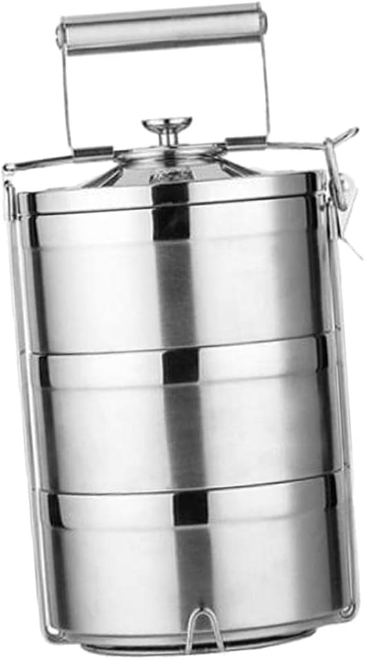 Stainless Steel Thermal Insulated Stackable Lunch Bento Box Tiffin, 3 Tier