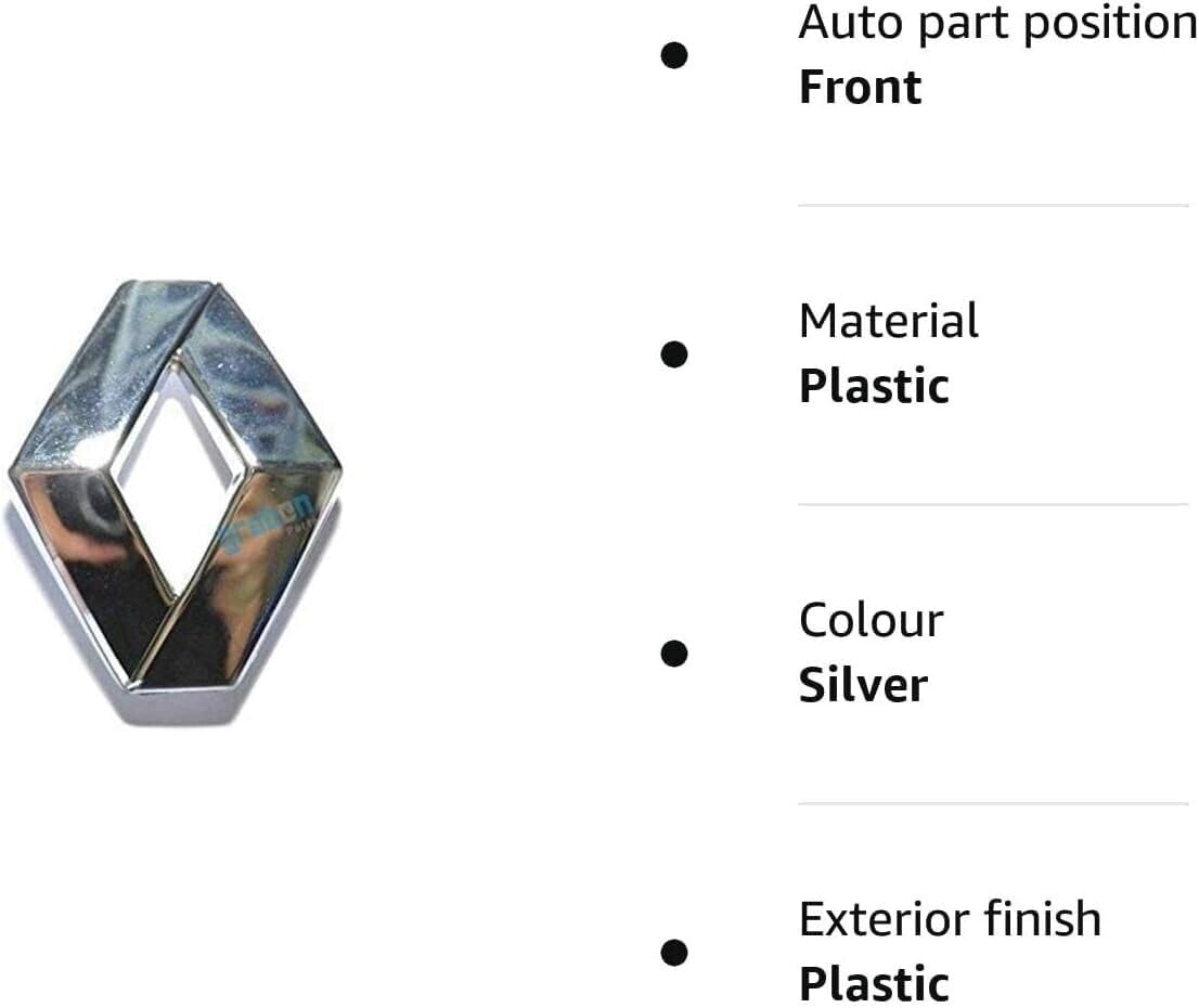 FRONT GRILLE BUMPER BLACK/SILVER DIAMOND BADGE FOR CLIO IV/CAPTUR/MEGANE III 628909470R (SILVER)