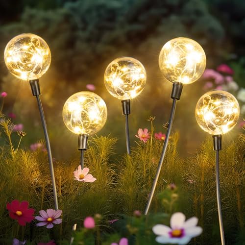 Illuminate Your Garden with These 5 Must-Have Globe Solar Lights 4 Figbush Outdoor Solar Lights for Yard, 4 Packs 16LED, Solar Globe Lights Outdoor, Garden Decor for Outside, Patio Decor for Outside, Unique Gifts for Women, Gifts for Grandma