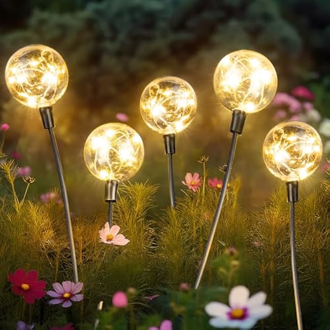 Outdoor Solar Lights for Yard, 4 Packs 16LED, Solar Globe Lights Outdoor, Garden Decor for Outside, Patio Decor for Outside, Unique Gifts for Women, Gifts for Grandma