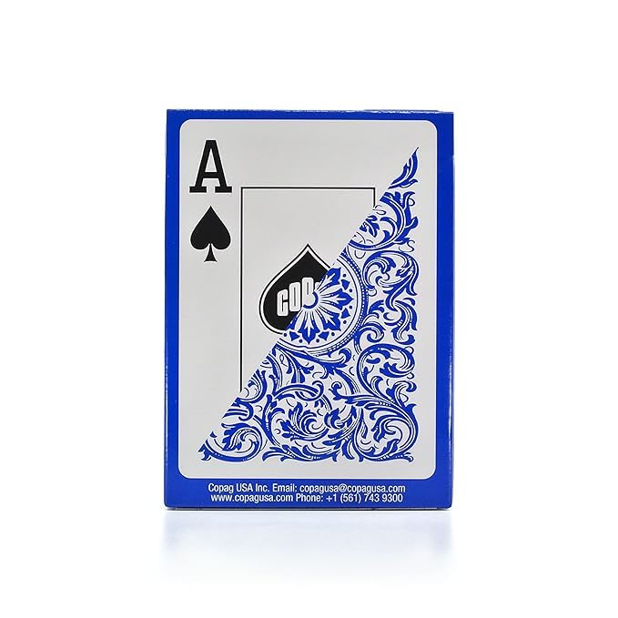 Image of Copag Elite 100% Plastic Playing Cards, Poker Size Jumbo Index Single Deck (Blue)