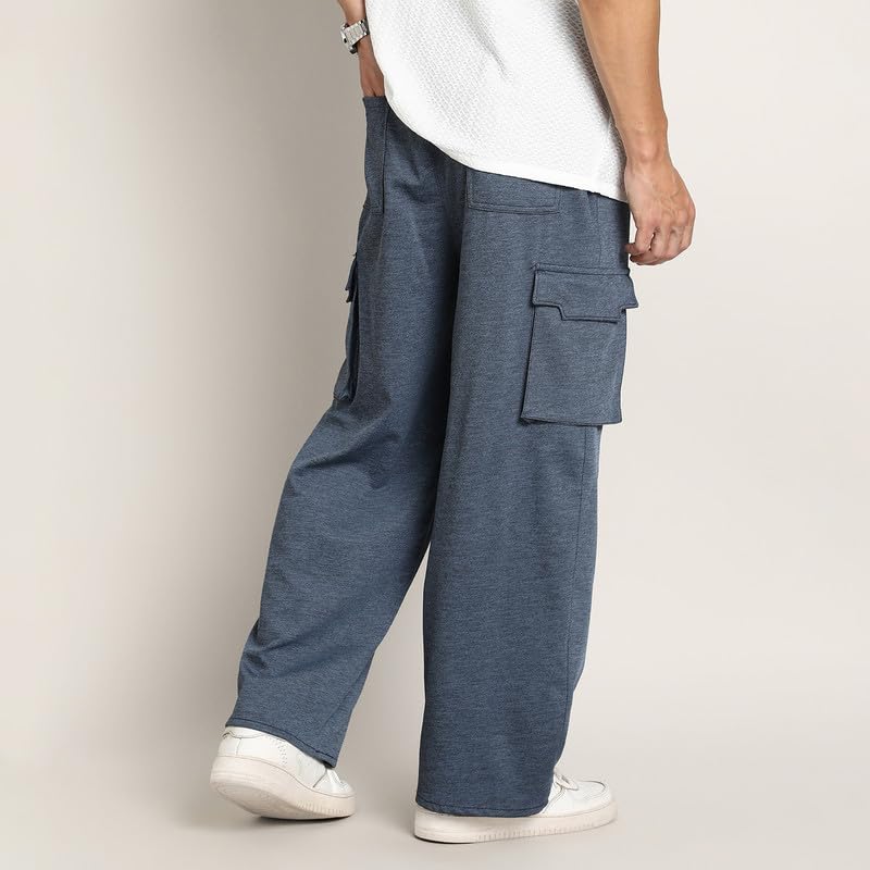 Image of CAHOOT Men's Cargo Trousers for Casual Wear | Mid-Rise | Relaxed Fit | Button Closure | Cargo Pants Crafted with Comfort Fit for Everyday Wear