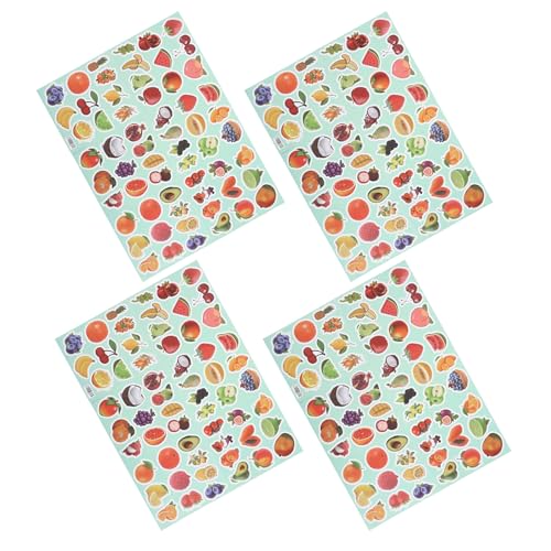 Gatuida 4 Juegos Etiquetas Adhesivas de Frutas Vinilo Autoadhesivas con Diseño Divertido para Decoración Creativa Manualidades Escolares Proyectos DIY y Regalos Temáticos