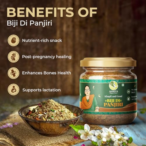Image of Asmita Organic Farms Panjiri 200g | Postpartum & Postnatal Nutrition | Traditional Immunity Booster for Women, Kids & Adults | Made with 21 Powerful Ingredients | Energy & Recovery Superfood | Pack of 2
