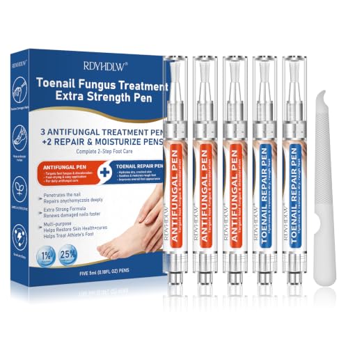 Toenail Fungus Treatment Extra Strength - Fungi Nail Pen, 25% Undecylenic Acid, Fungal Nail Repair Kit for Damaged, Discolored, Yellow,Ingrown, Foot Repair Nails 5PCS