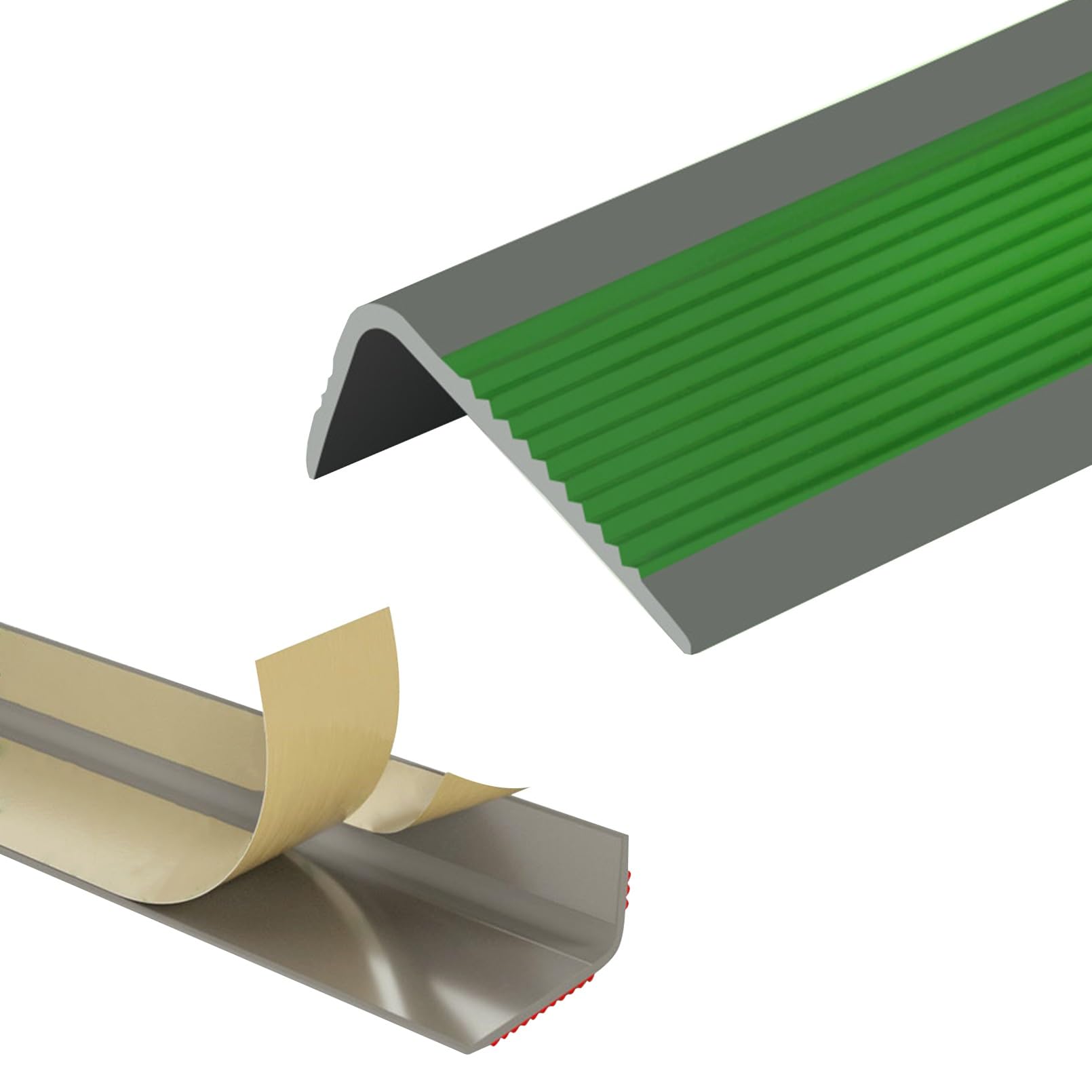 Perfil de PVC Autoadhesivo de Borde Para Escaleras, Profil de Bord D'escalier, Buena Flexibilidad, Autoadhesivo, Para Peldaños de Interior Y Exterior, Tiras Antideslizantes Para Peldaños(Grayish green