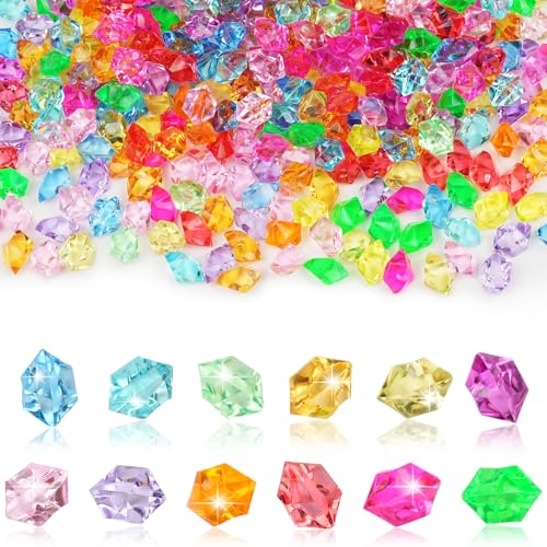 Vicloon Diamanten Bunt Kinder,300 Stück Tauchen Edelstein,Acryl Diamanten Deko，Kinder Edelsteine Kies für Vasen,Tischdeko,Party Mitgebsel,Hochzeit,Schwimmspielzeug