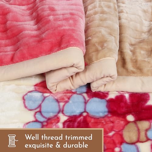 Image of Signature Aadhira Luxuriously Super Soft Double Ply Faux Mink Blanket - Heavyweight 4.5kg for Ultimate Winter Warmth 220x240CM 4.5Kg (Blossom Drift)