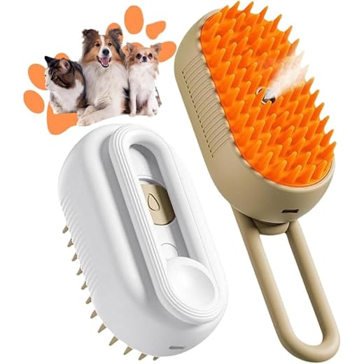 Escova Pet Massageadora 3 em 1 A Vapor Para Remoção De Pelos Ideal Para Cães e Gatos Recarregável Premium