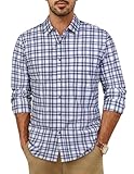 PJ PAUL JONES Camisa a cuadros de manga larga para hombre, traje clásico del Oktoberfest, camisas a cuadros con botones, Azul-Negro, M
