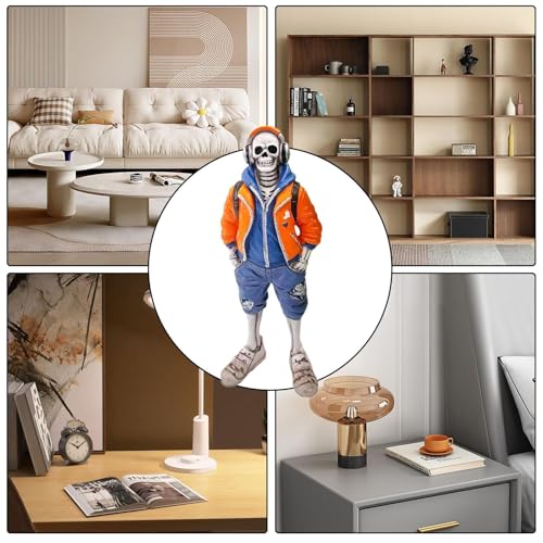 Statue de crâne et mini figurines squelettes pour déco maison