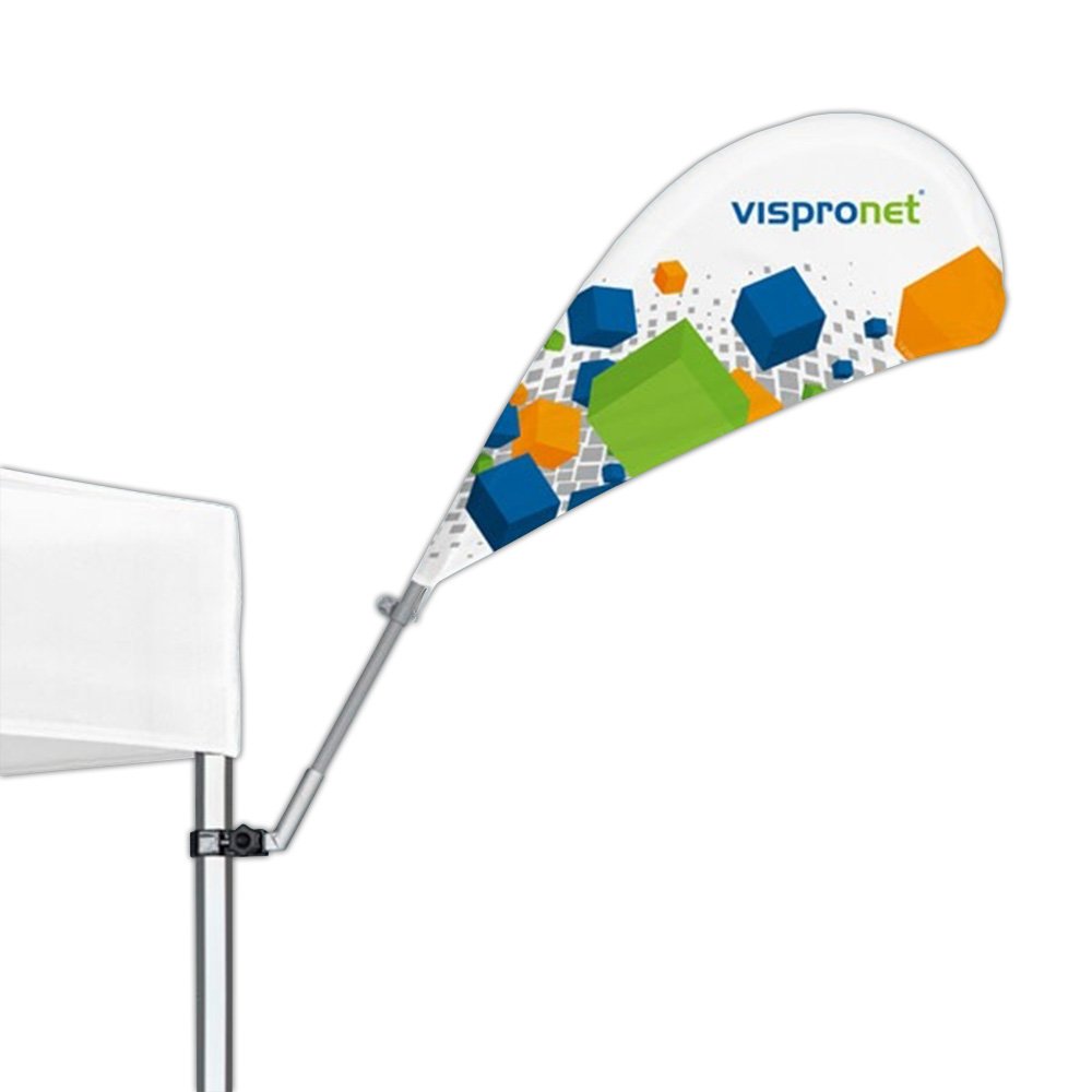 Vispronet 30 Degree Feather Flag Holder for Canopy Tents – Hexagonal Vertical Flag Pole Holder – Aluminum & Fiberglass Bracket – Attaches to 1.6