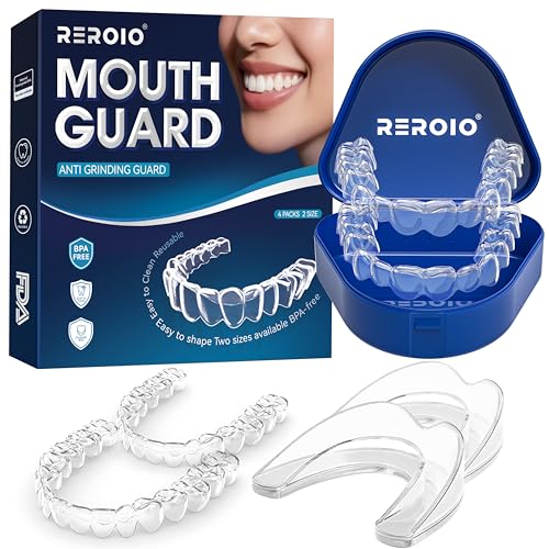 REROIO Mouthguards for Grinding Teeth Grinding Mouth Guard for Sleep, Mouth Guard for Grinding/Clenching at Night, Perfect fit Anti Grinding Night Guard for Adults